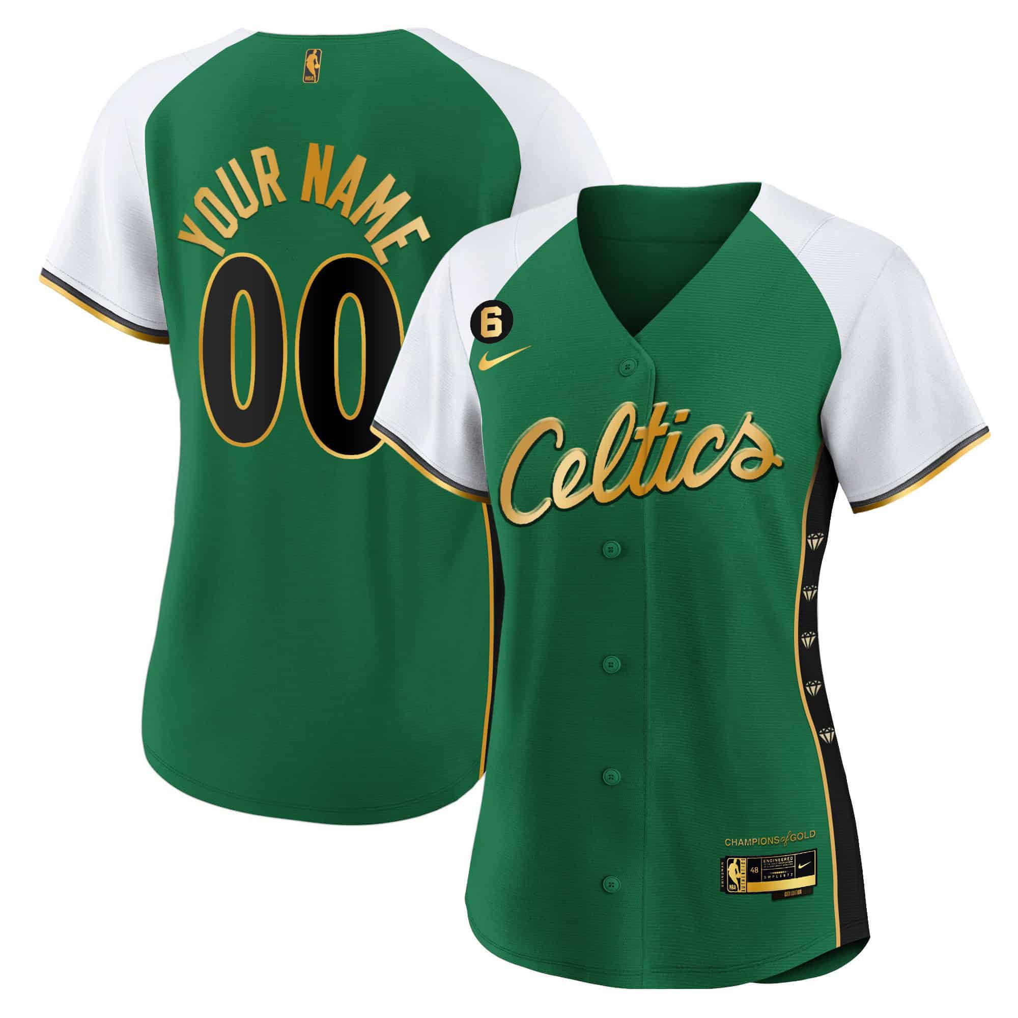 Women Boston Celtics Green 2024 Nike Baseball Custom NBA Jersey style 3